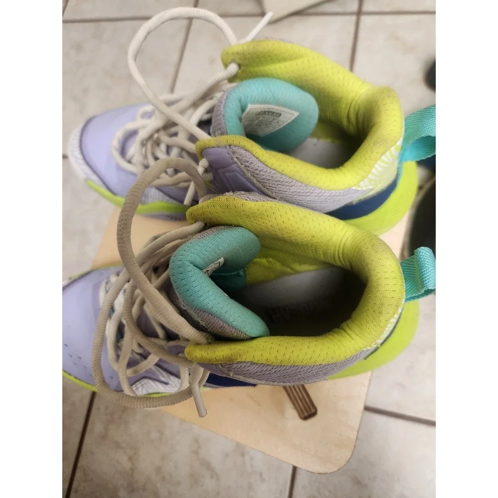 Moolah‎ Kids Basketball Shoes Lilac Lime Green Blue Lace Up Athletic Youth 5